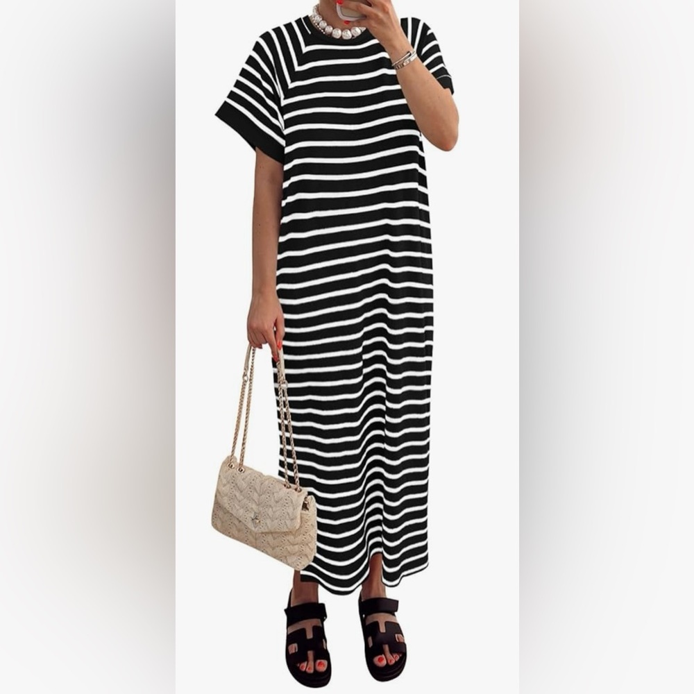 Black and White Striped Maxi Dress